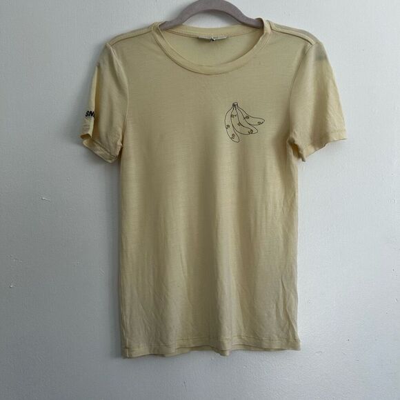 Ganni Pastel Yellow Banana Crewneck T-Shirt Size S Microfloral Snack Spring Time - Picture 1 of 13